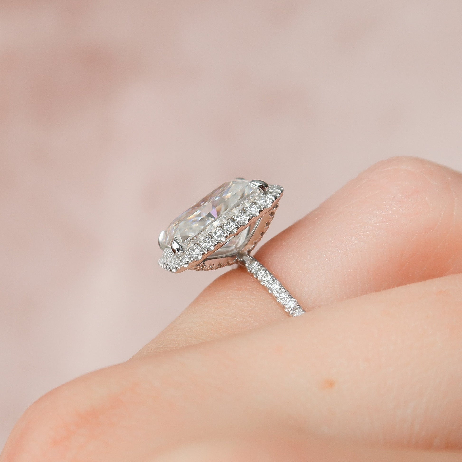 5 CT Radiant Halo & Pave Moissanite Engagement Ring