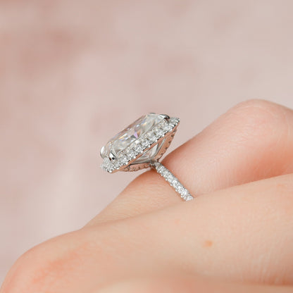 5 CT Radiant Halo & Pave Moissanite Engagement Ring