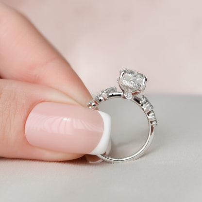 3 CT Oval Hidden Halo & Pave Moissanite Engagement Ring