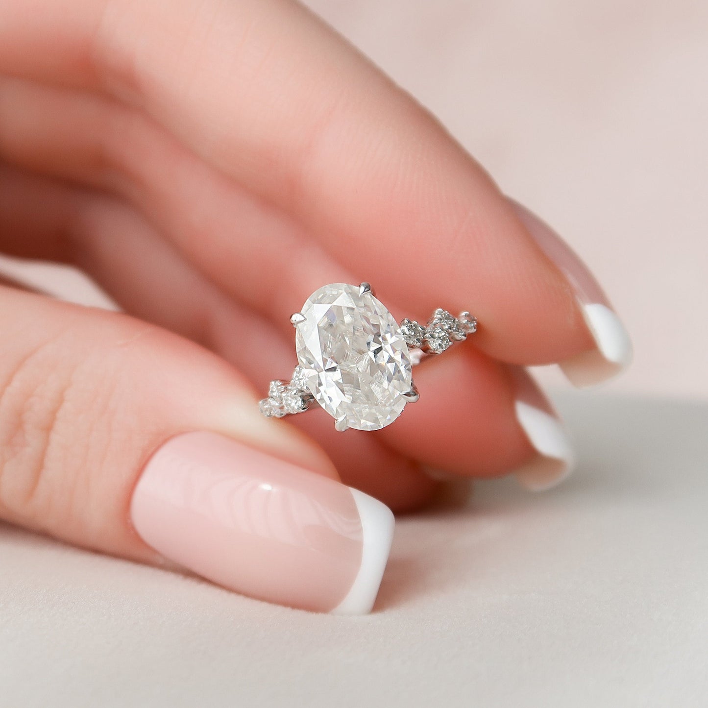 3 CT Oval Hidden Halo & Pave Moissanite Engagement Ring