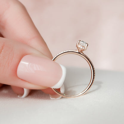 1 CT Oval Hidden Halo & Pave Moissanite Engagement Ring