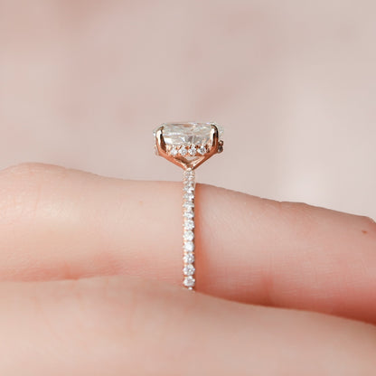 1 CT Oval Hidden Halo & Pave Moissanite Engagement Ring