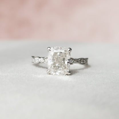 2.5 CT Cushion Pave Moissanite Engagement Ring