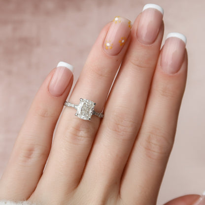 2.5 CT Cushion Pave Moissanite Engagement Ring