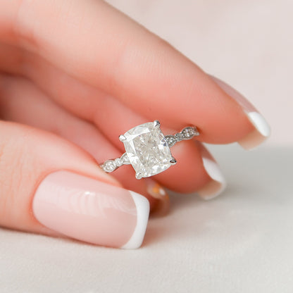 2.5 CT Cushion Pave Moissanite Engagement Ring