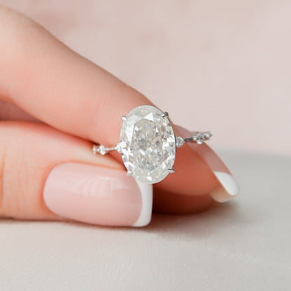5 CT Oval Dainty Pave Moissanite Engagement Ring