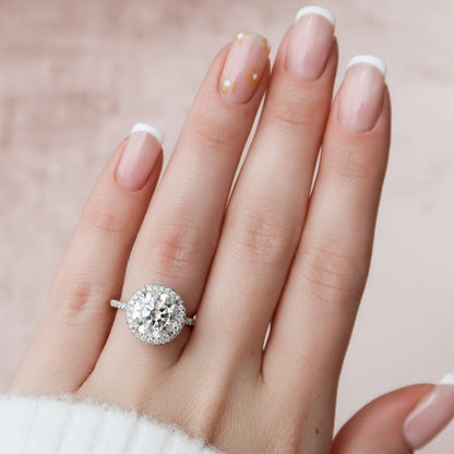 3.5 CT Round Halo & Pave Moissanite Engagement Ring