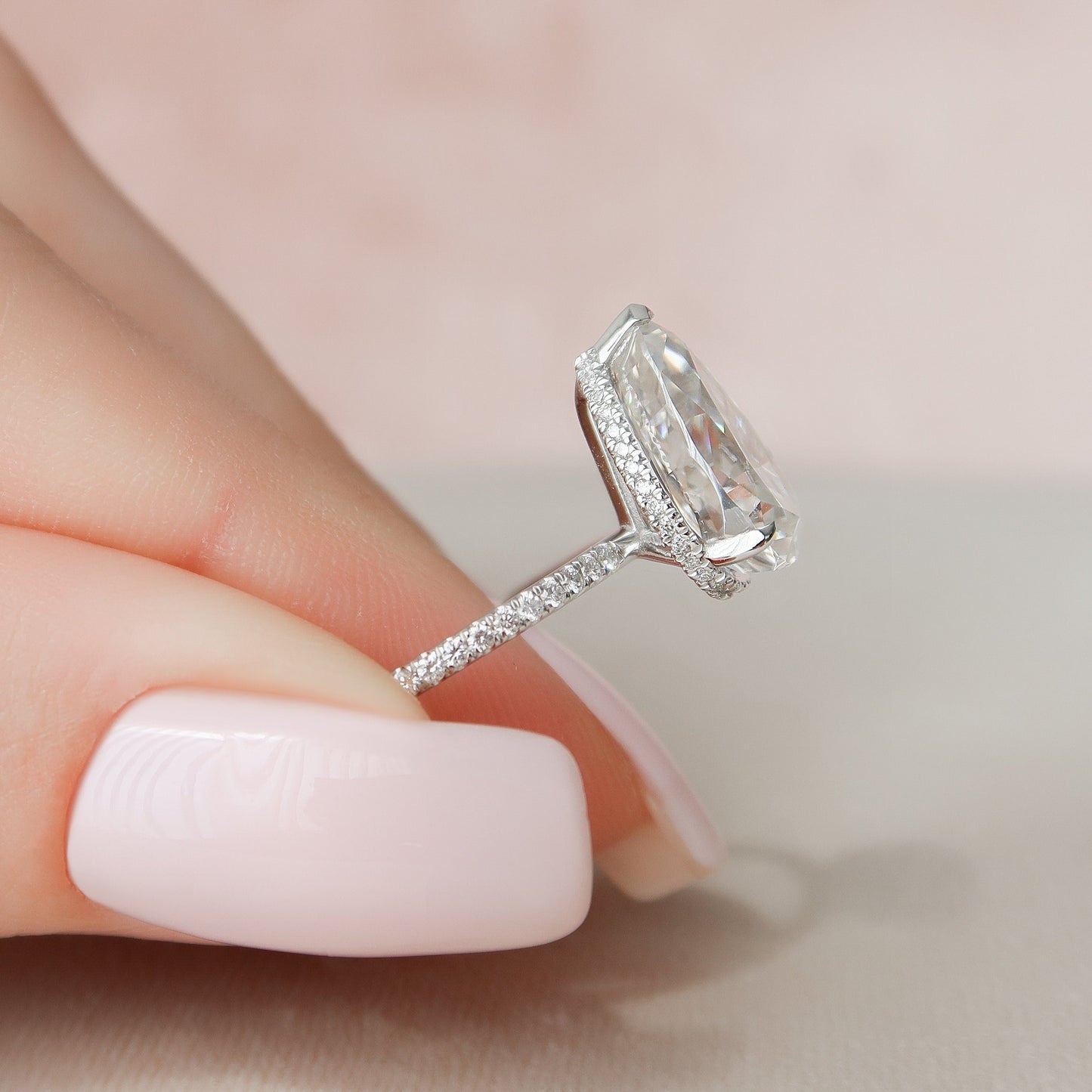 3 CT Pear Hidden Halo & Pave Moissanite Engagement Ring