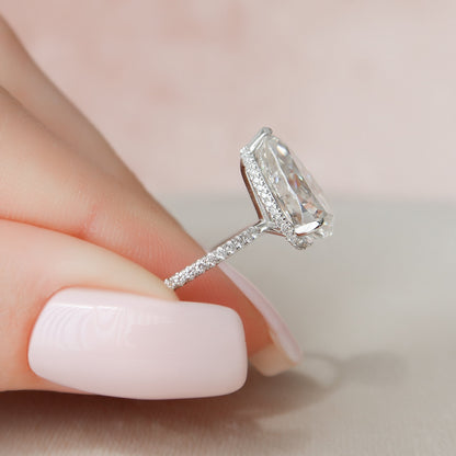 3 CT Pear Hidden Halo & Pave Moissanite Engagement Ring