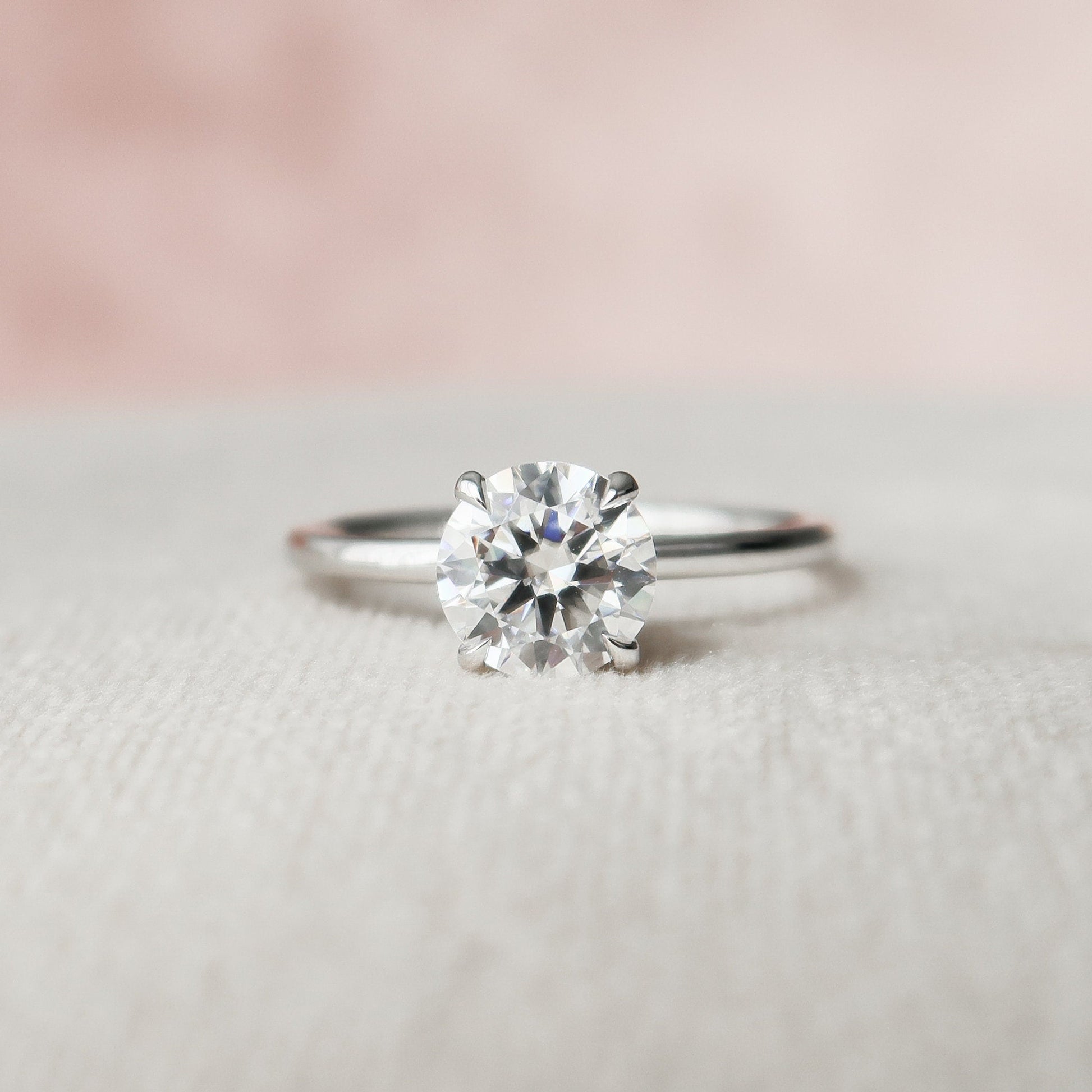 1 CT Round Hidden Halo Moissanite Engagement Ring