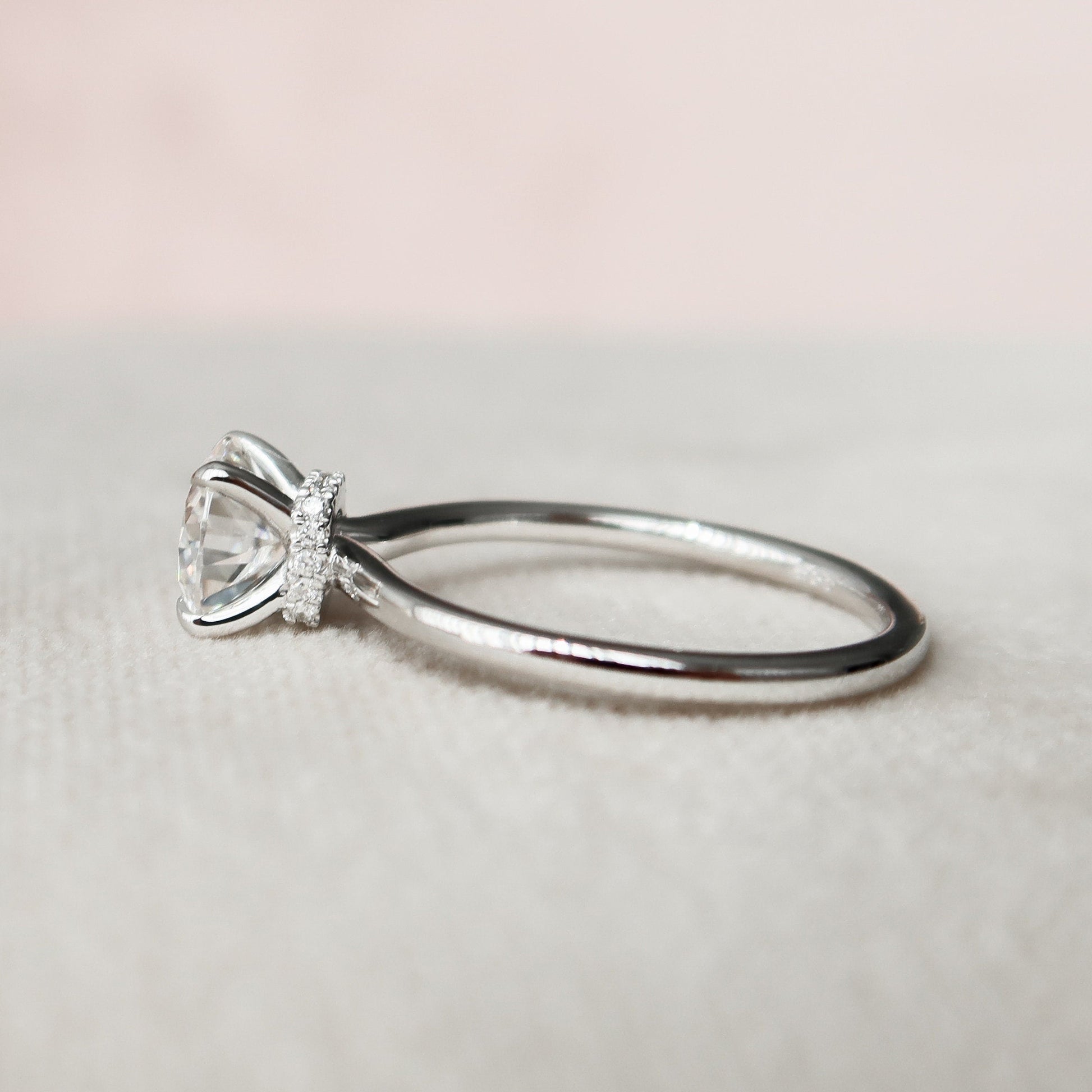 1 CT Round Hidden Halo Moissanite Engagement Ring