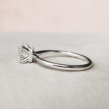 1 CT Round Hidden Halo Moissanite Engagement Ring