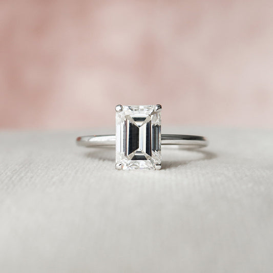 2 CT Emerald Hidden Halo Moissanite Engagement Ring