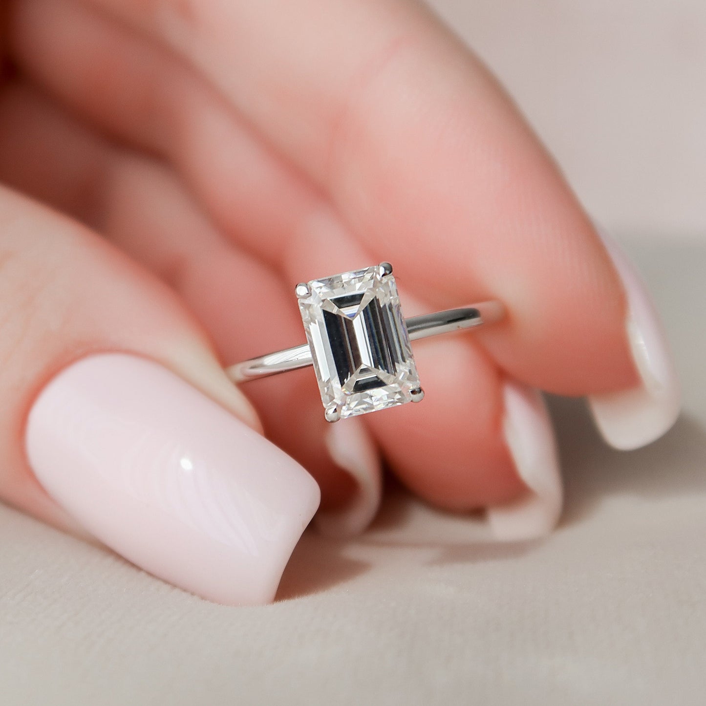 2 CT Emerald Hidden Halo Moissanite Engagement Ring