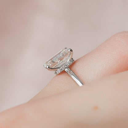 2 CT Emerald Hidden Halo Moissanite Engagement Ring