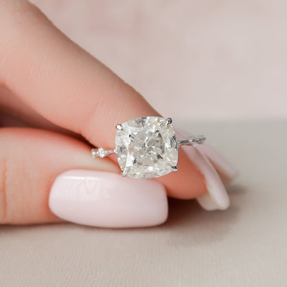 5 CT Cushion Dainty Pave Moissanite Engagement Ring