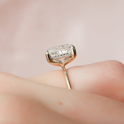 4.5 CT Elongated Cushion Hidden Halo Moissanite Engagement Ring