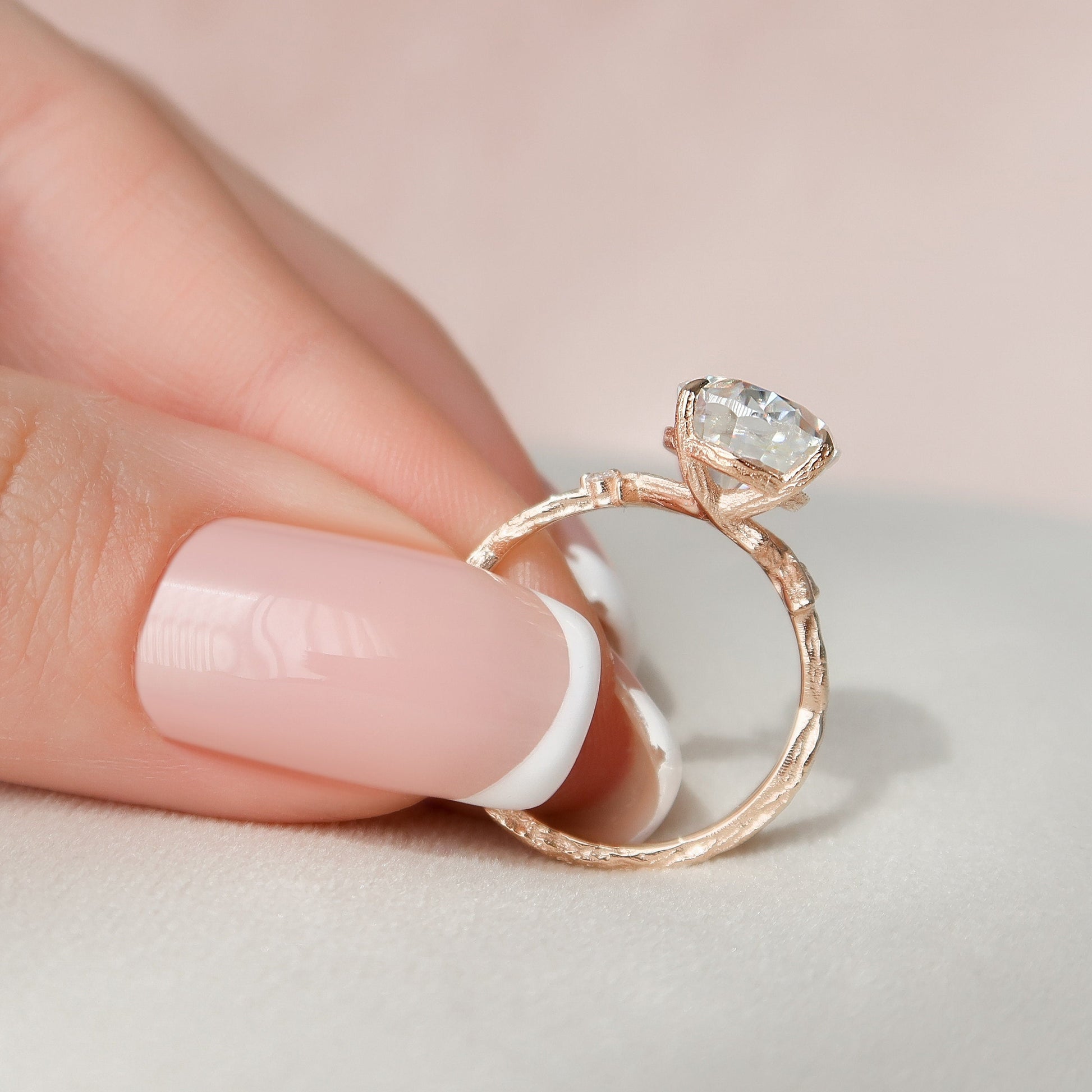4 CT Oval Dainty Pave Moissanite Engagement Ring