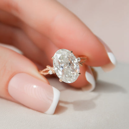 4 CT Oval Dainty Pave Moissanite Engagement Ring
