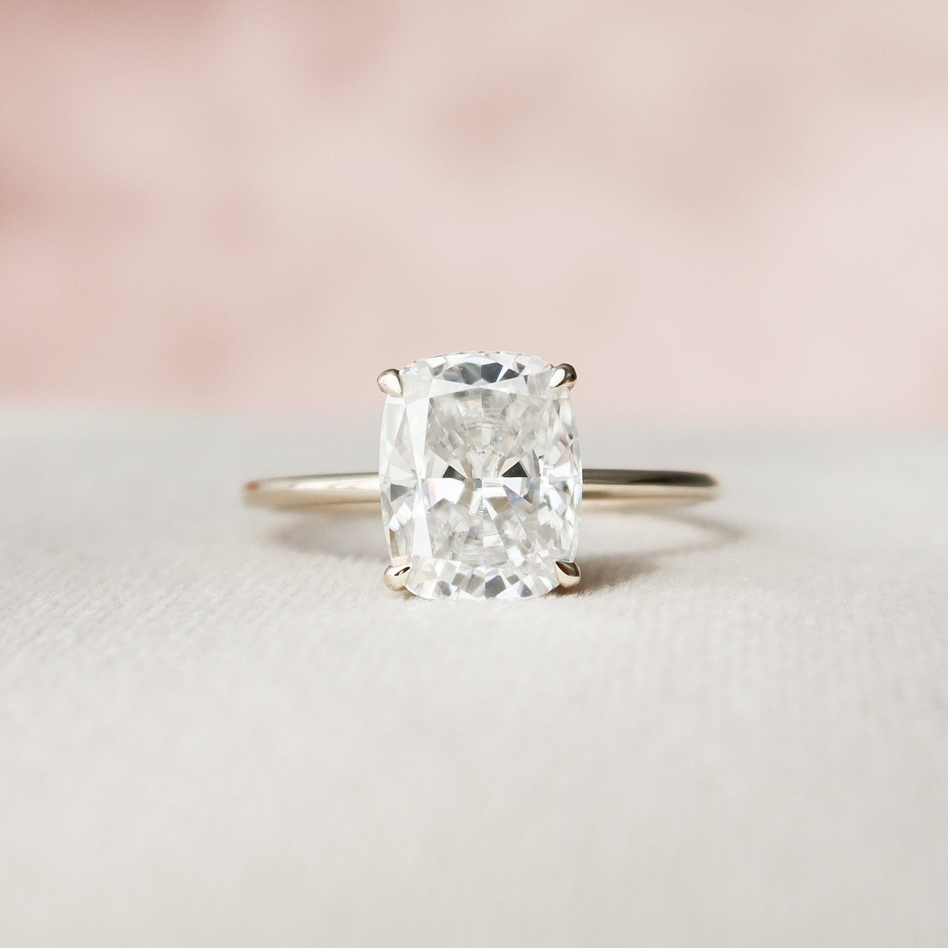 4 CT Elongated Cushion Hidden Halo Moissanite Engagement Ring