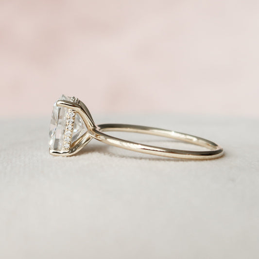 4 CT Elongated Cushion Hidden Halo Moissanite Engagement Ring