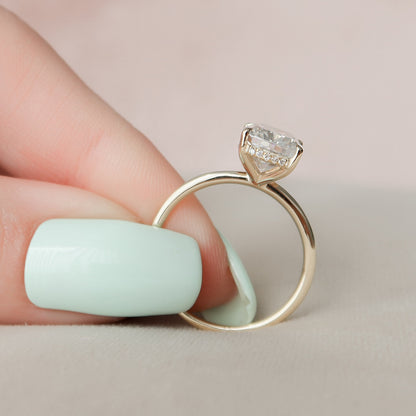 4 CT Elongated Cushion Hidden Halo Moissanite Engagement Ring