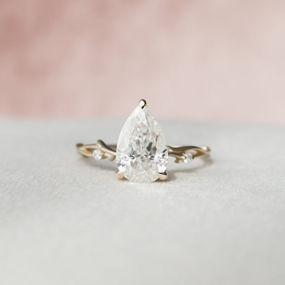 2 CT Pear Twig Pave Moissanite Engagement Ring
