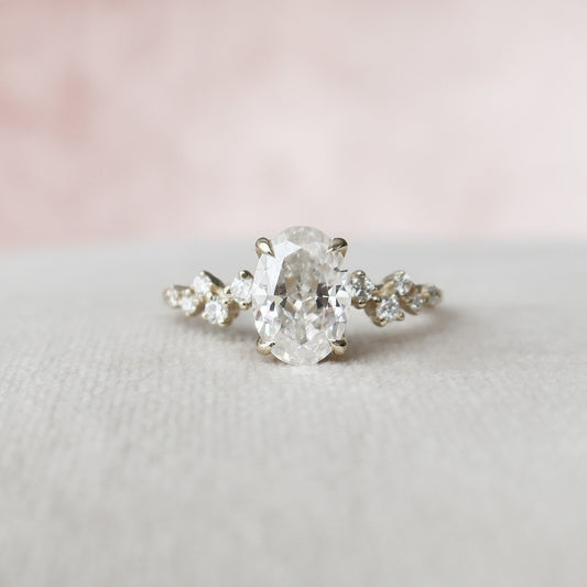 1.5 CT Oval Hidden Halo & Pave Moissanite Engagement Ring