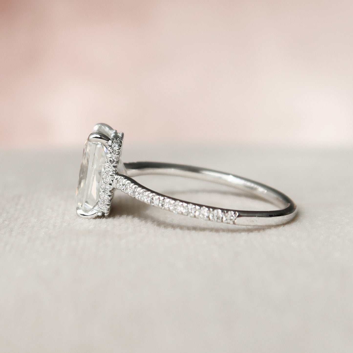 2.5 CT Radiant Hidden Halo & Pave Moissanite Engagement Ring