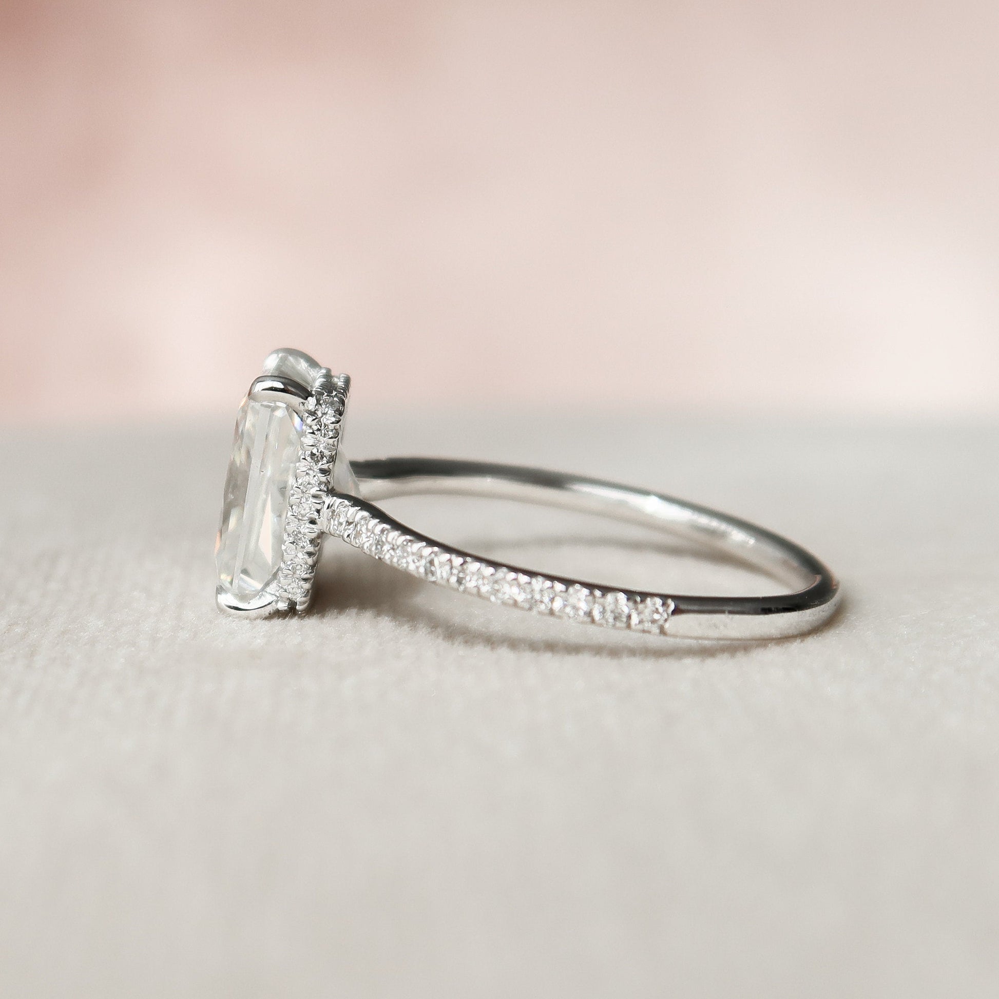 2.5 CT Radiant Hidden Halo & Pave Moissanite Engagement Ring