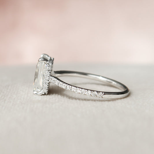 2.5 CT Radiant Hidden Halo & Pave Moissanite Engagement Ring