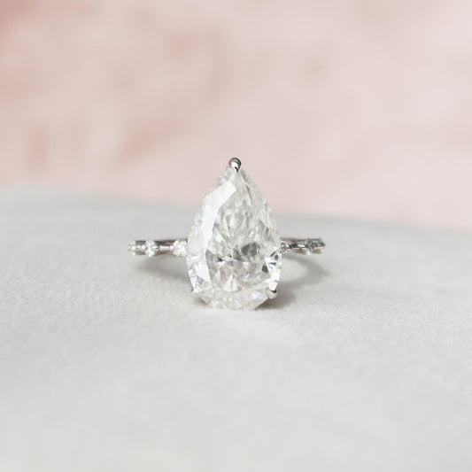 3.5 CT Pear Hidden Halo & Dainty Pave Moissanite Engagement Ring