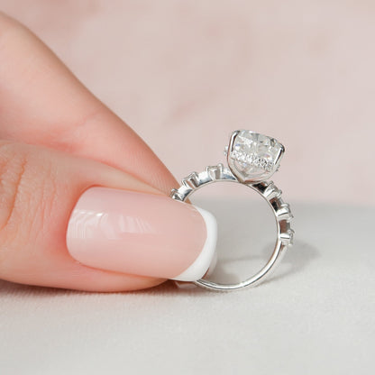 3.5 CT Pear Hidden Halo & Dainty Pave Moissanite Engagement Ring