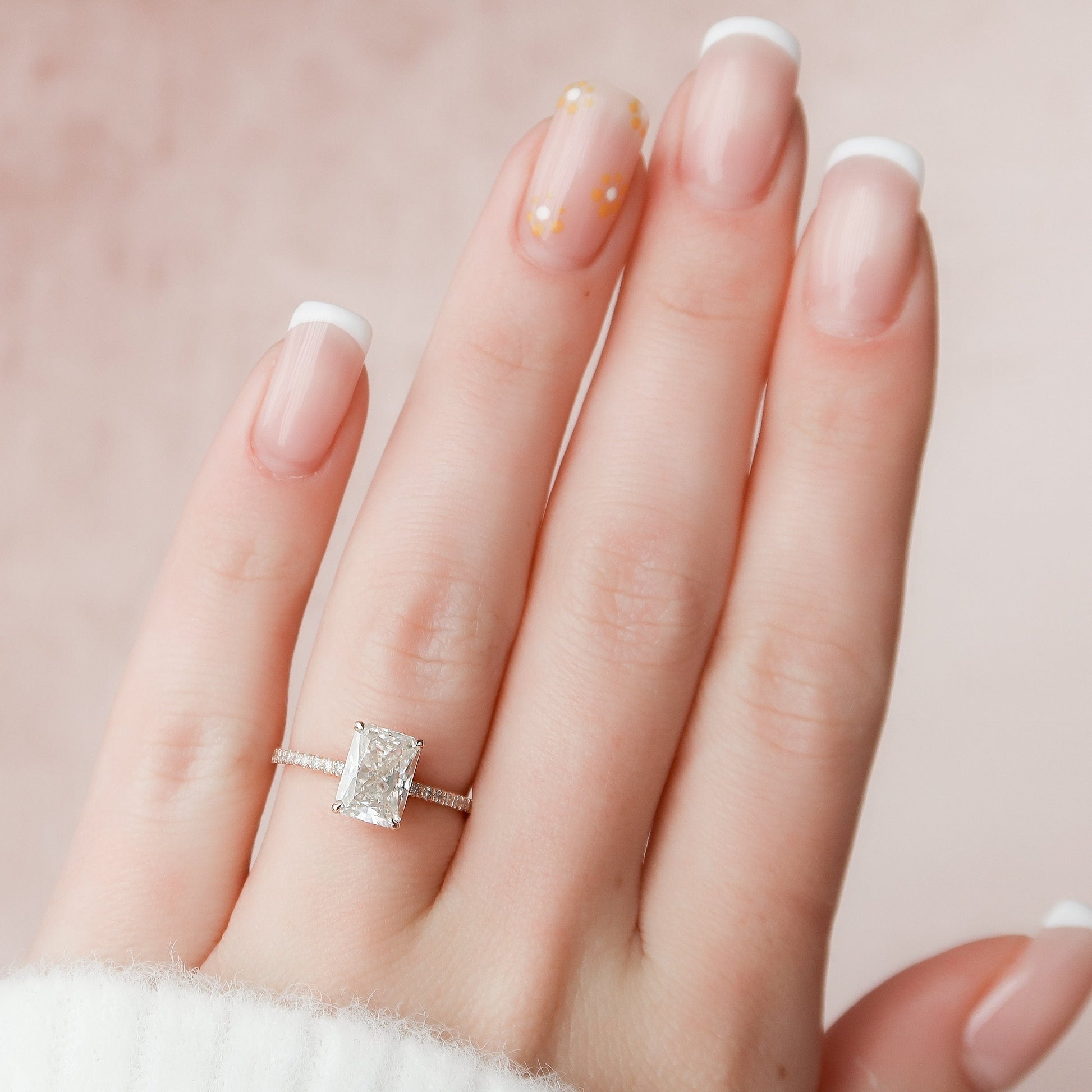 2 CT Radiant Hidden Halo & Pave Moissanite Engagement Ring