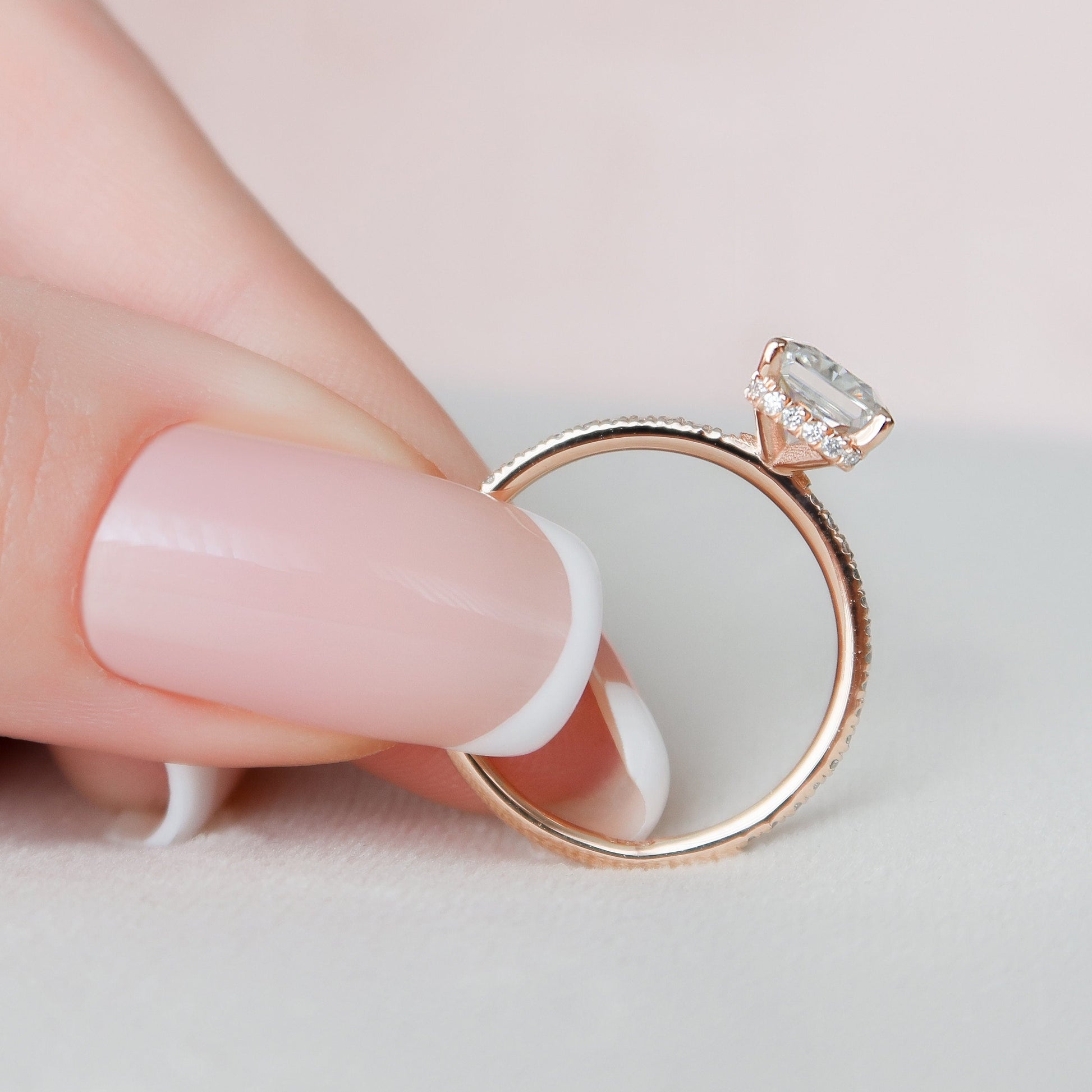 2 CT Radiant Hidden Halo & Pave Moissanite Engagement Ring