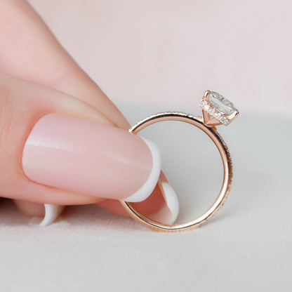 2 CT Radiant Hidden Halo & Pave Moissanite Engagement Ring
