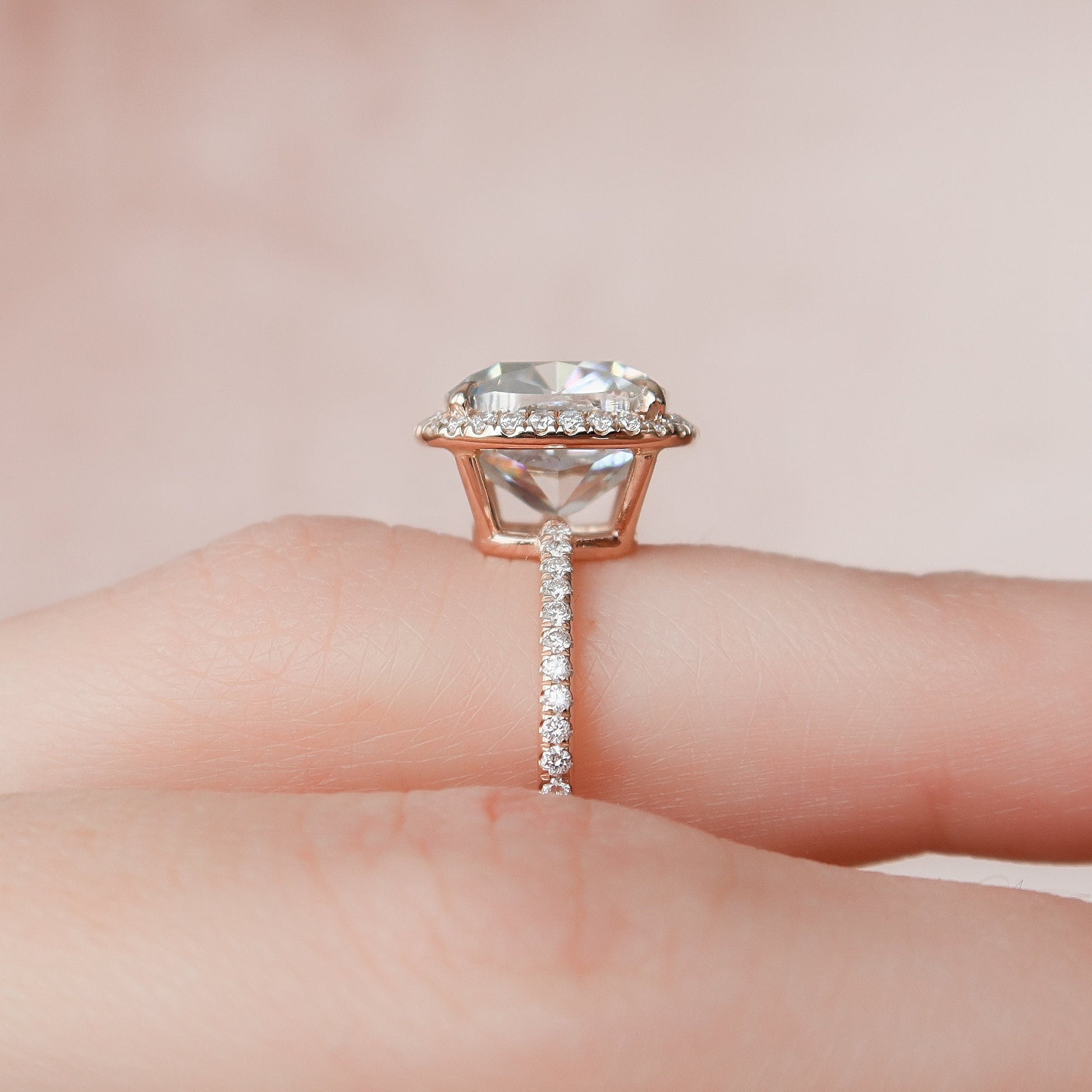 5 CT Cushion Halo & Pave Moissanite Engagement Ring