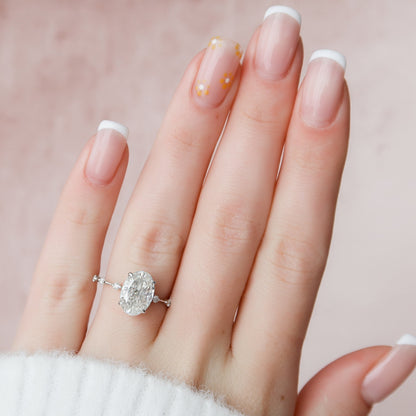 3 CT Oval Dainty Pave Moissanite Engagement Ring