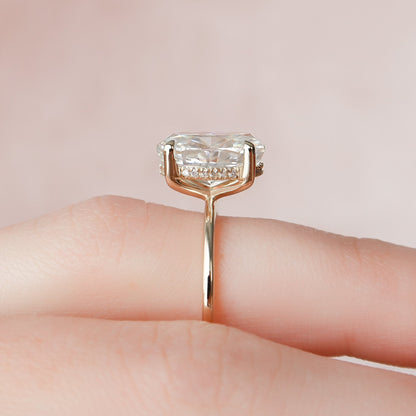 3.5 CT Oval Hidden Halo Moissanite Engagement Ring