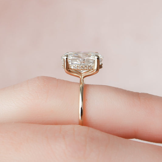 3.5 CT Oval Hidden Halo Moissanite Engagement Ring