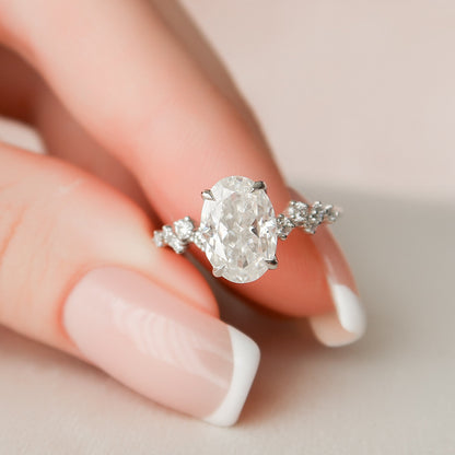 2 CT Oval Hidden Halo & Pave Moissanite Engagement Ring