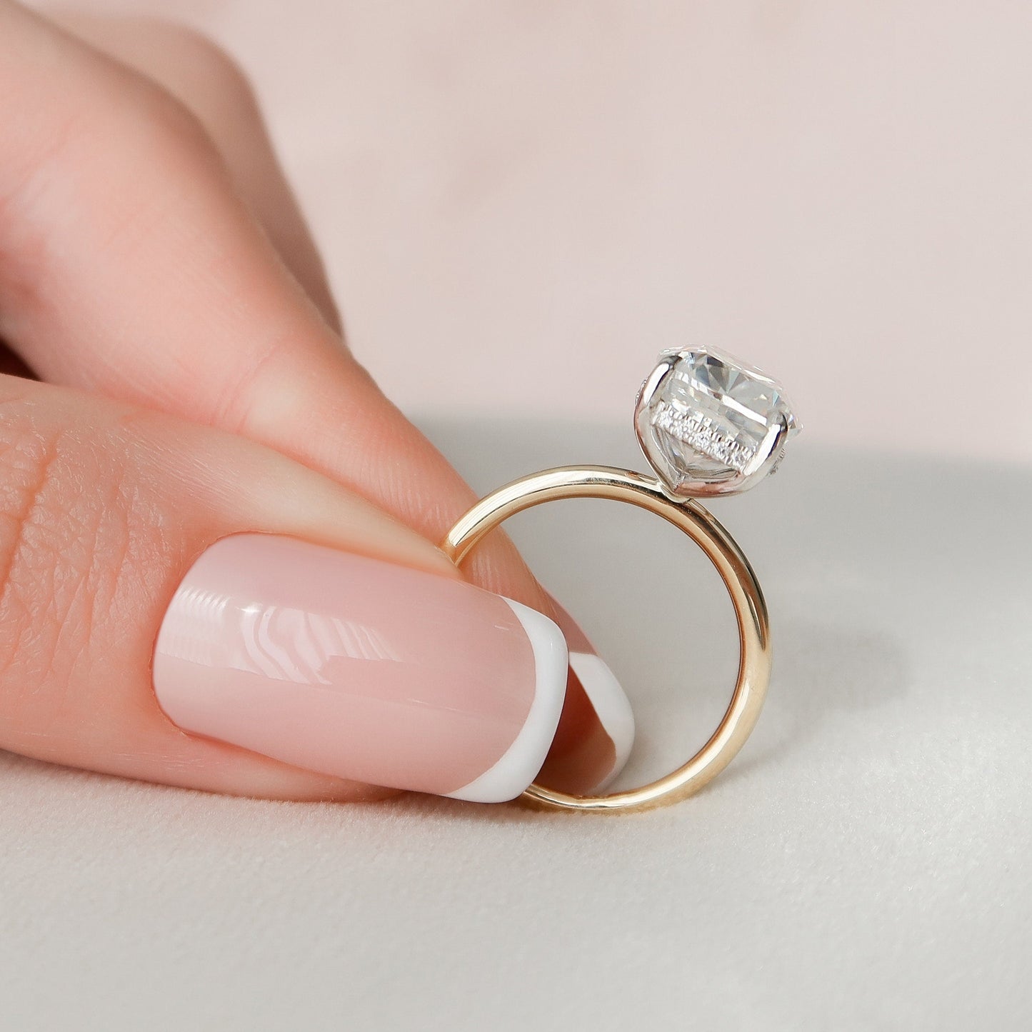 4 CT Elongated Cushion Hidden Halo Moissanite Engagement Ring