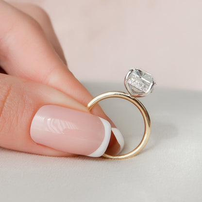 4 CT Elongated Cushion Hidden Halo Moissanite Engagement Ring