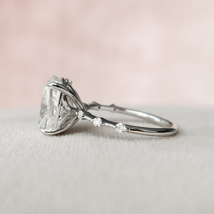 5 CT Elongated Cushion Dainty Pave Moissanite Engagement Ring