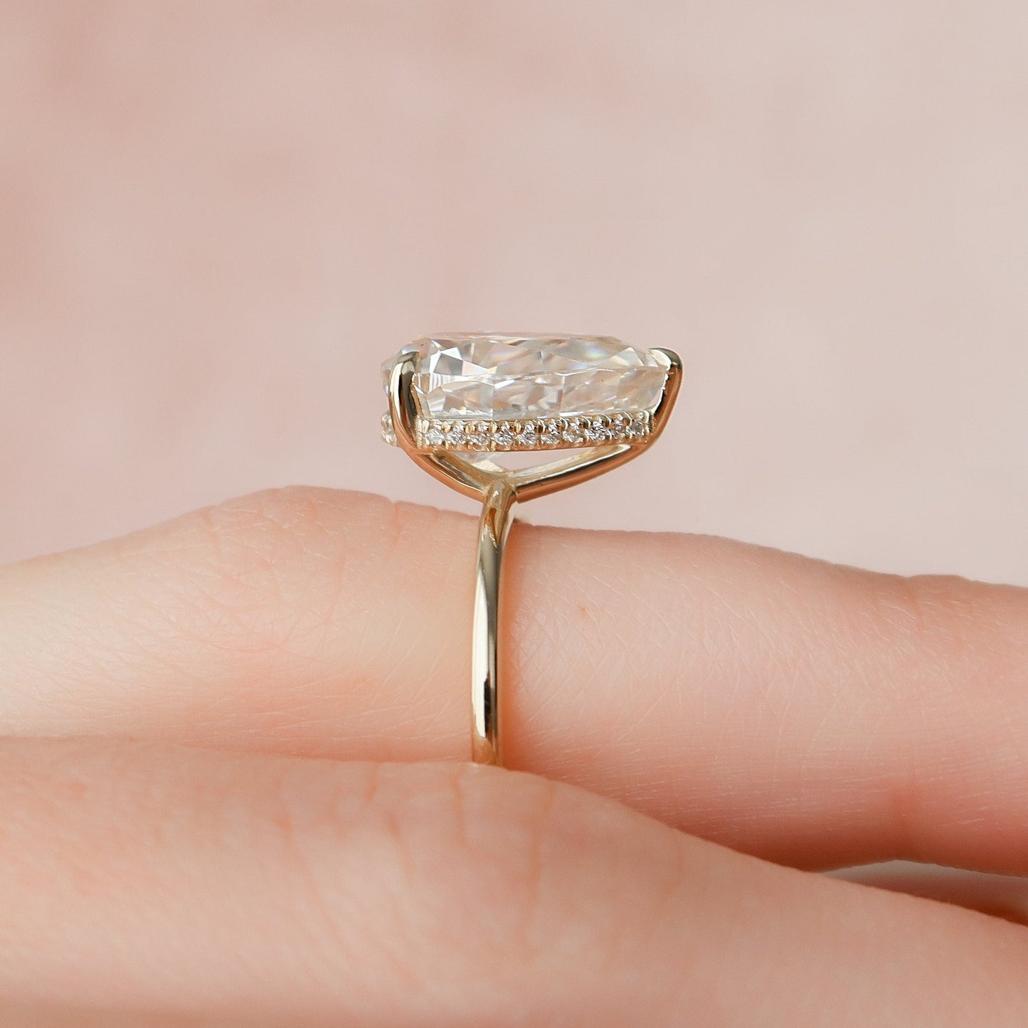 3 CT Pear Hidden Halo Moissanite Engagement Ring