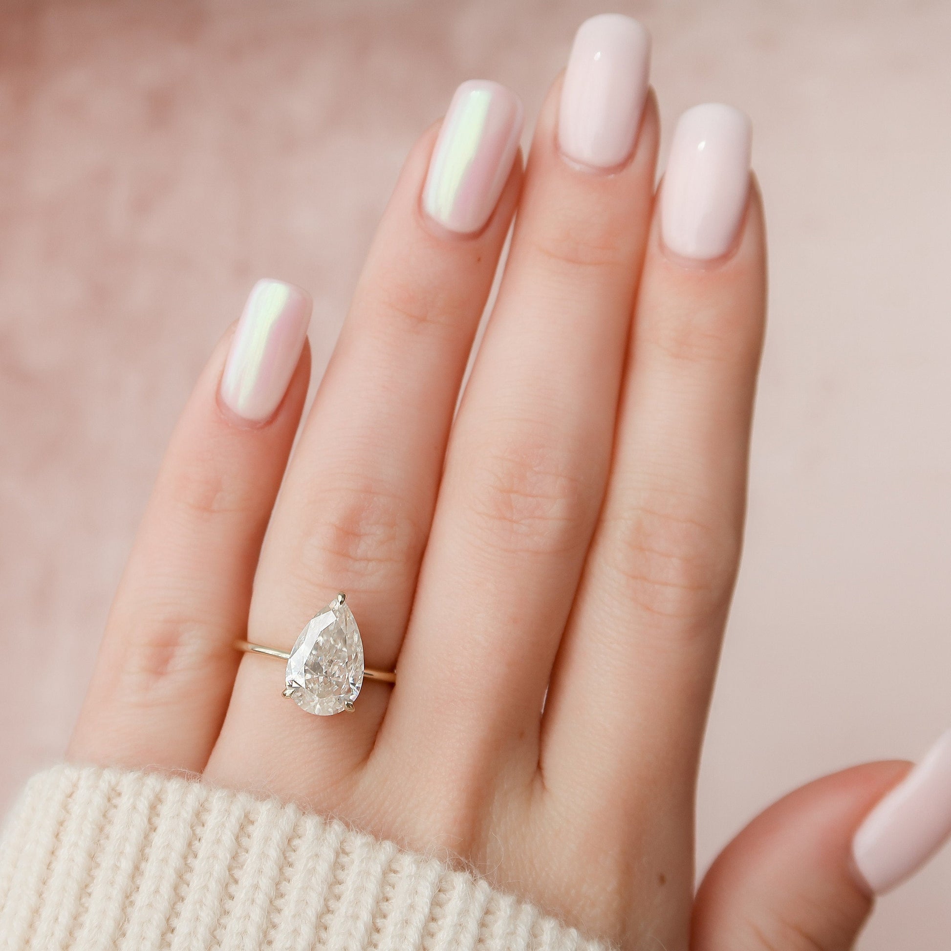 3 CT Pear Hidden Halo Moissanite Engagement Ring