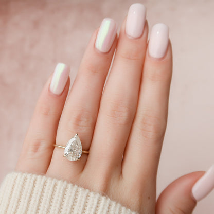 3 CT Pear Hidden Halo Moissanite Engagement Ring