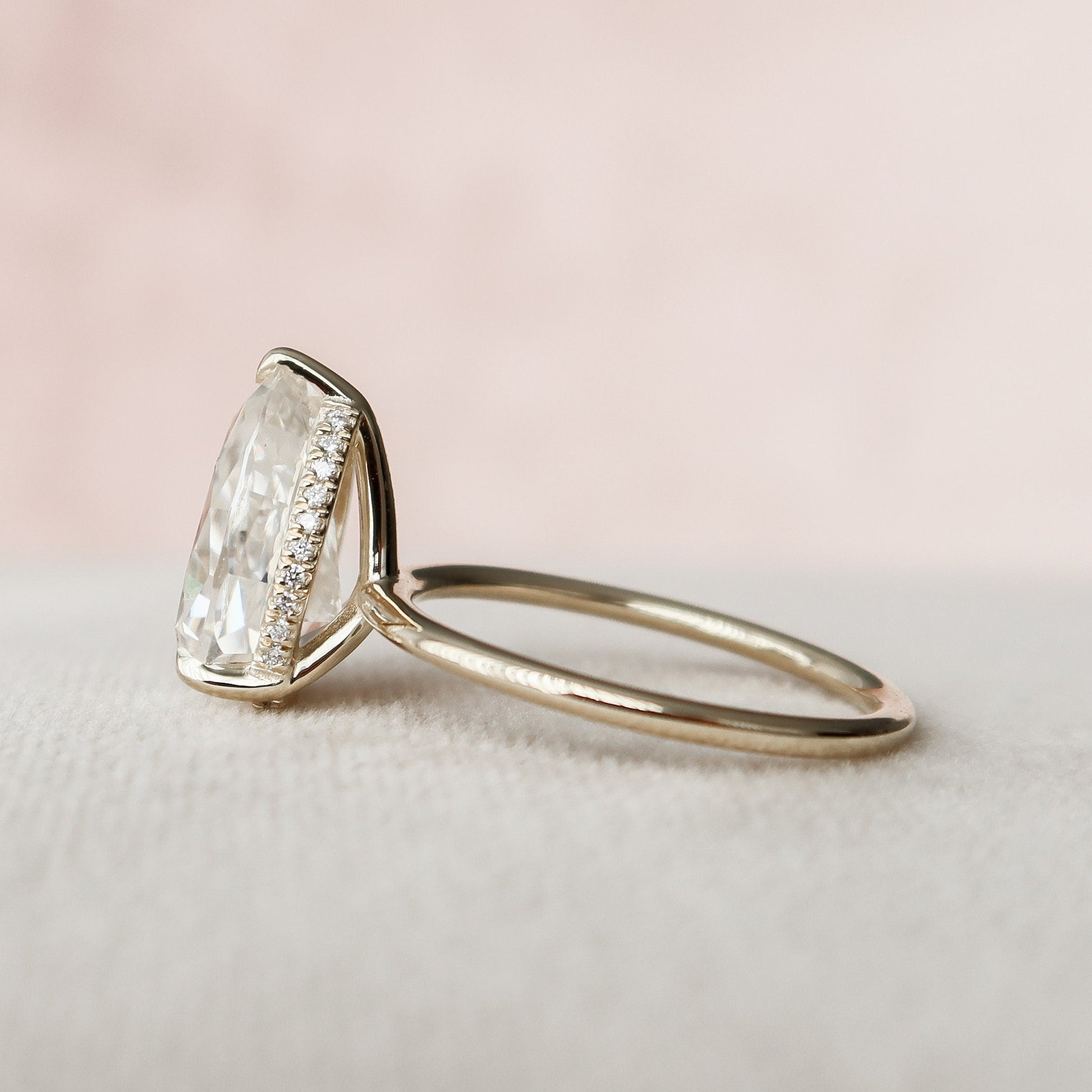 3 CT Pear Hidden Halo Moissanite Engagement Ring