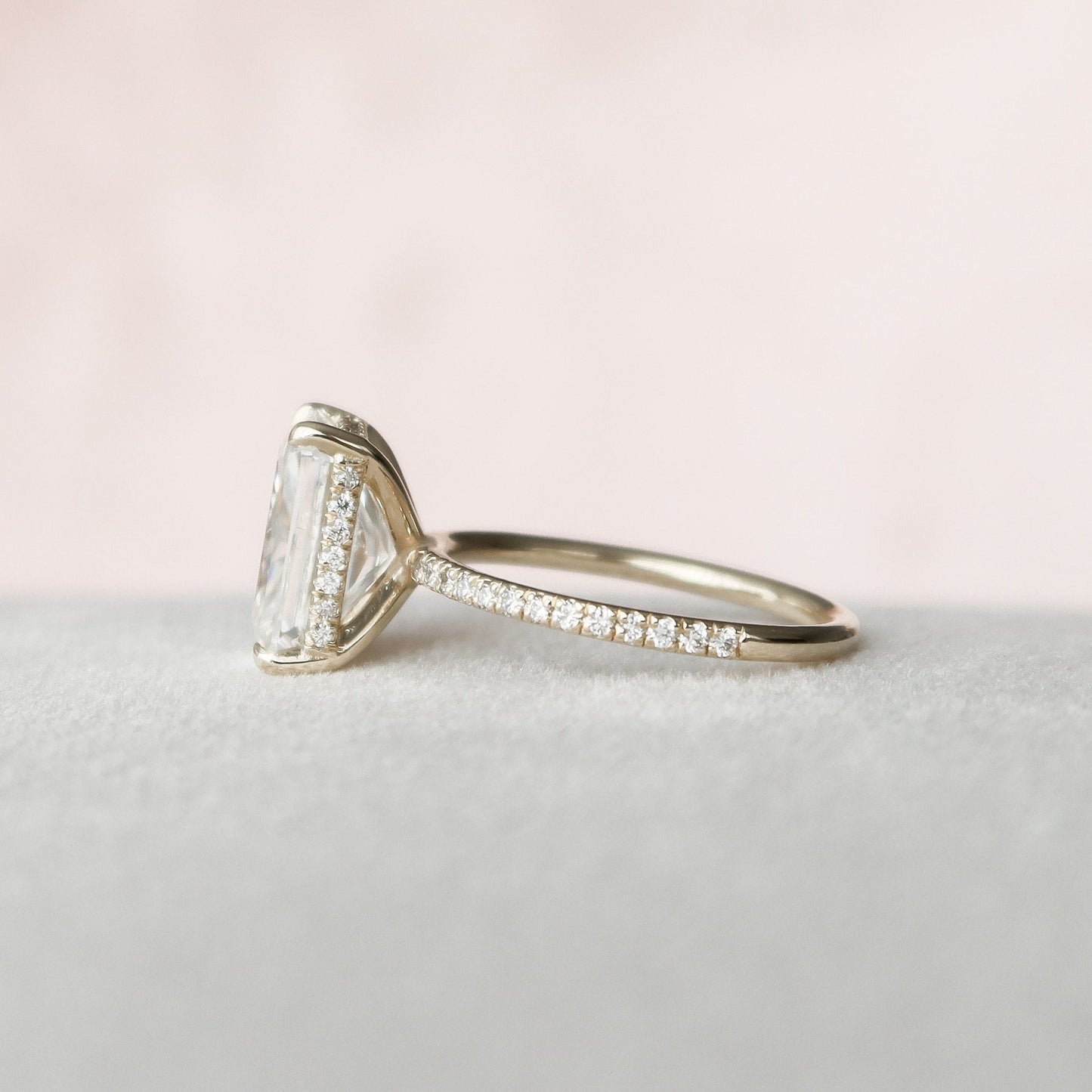 3.5 CT Radiant Hidden Halo & Pave Moissanite Engagement Ring