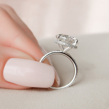 4.5 CT Round Hidden Halo & Pave Moissanite Engagement Ring